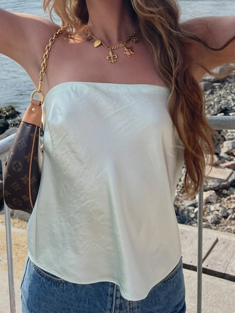 Aritzia mint green strapless top